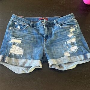 7 For All Mankind Ripped Blue Jean Shorts